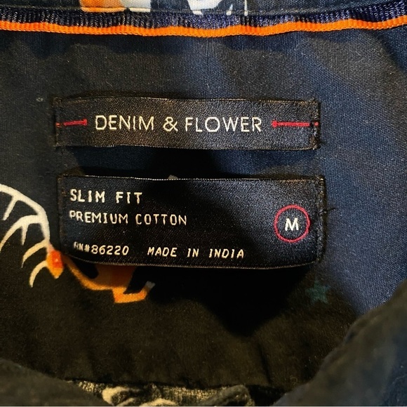 Denim & Flower Slim Fit Premium cotton Deer Print Men's Button Up Shirt Size M - Picture 8 of 8